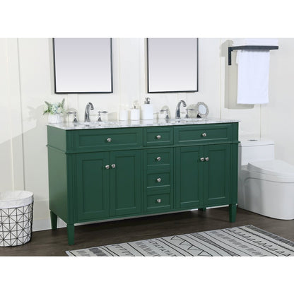 60 inch double bathroom vanity in green