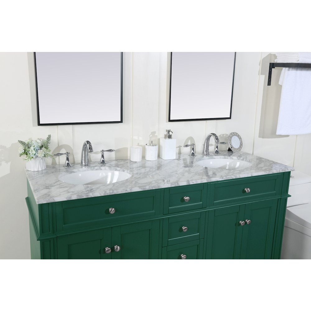 60 inch double bathroom vanity in green