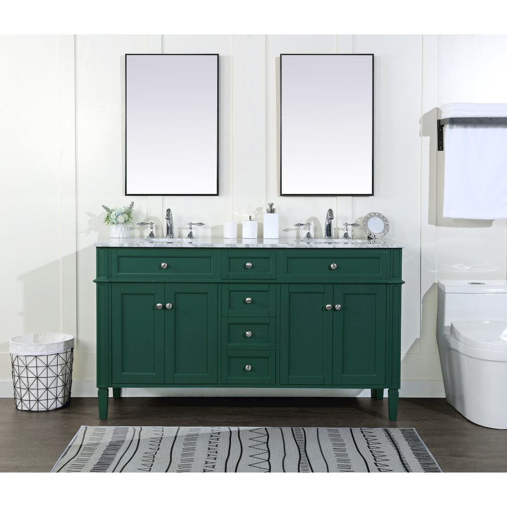 60 inch double bathroom vanity in green