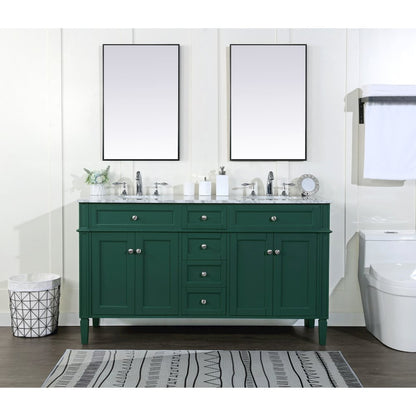 60 inch double bathroom vanity in green