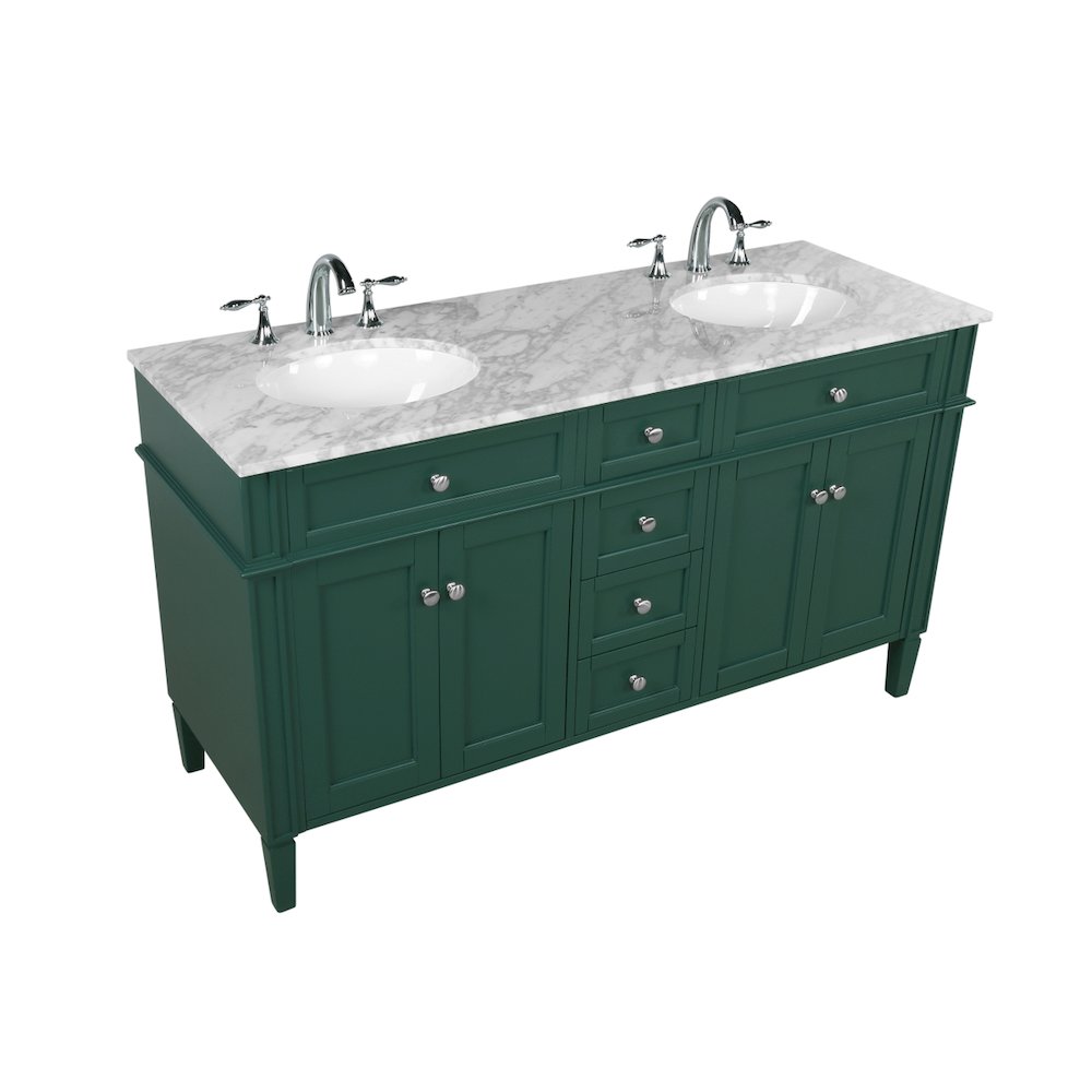 60 inch double bathroom vanity in green