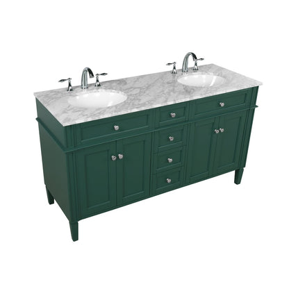 60 inch double bathroom vanity in green