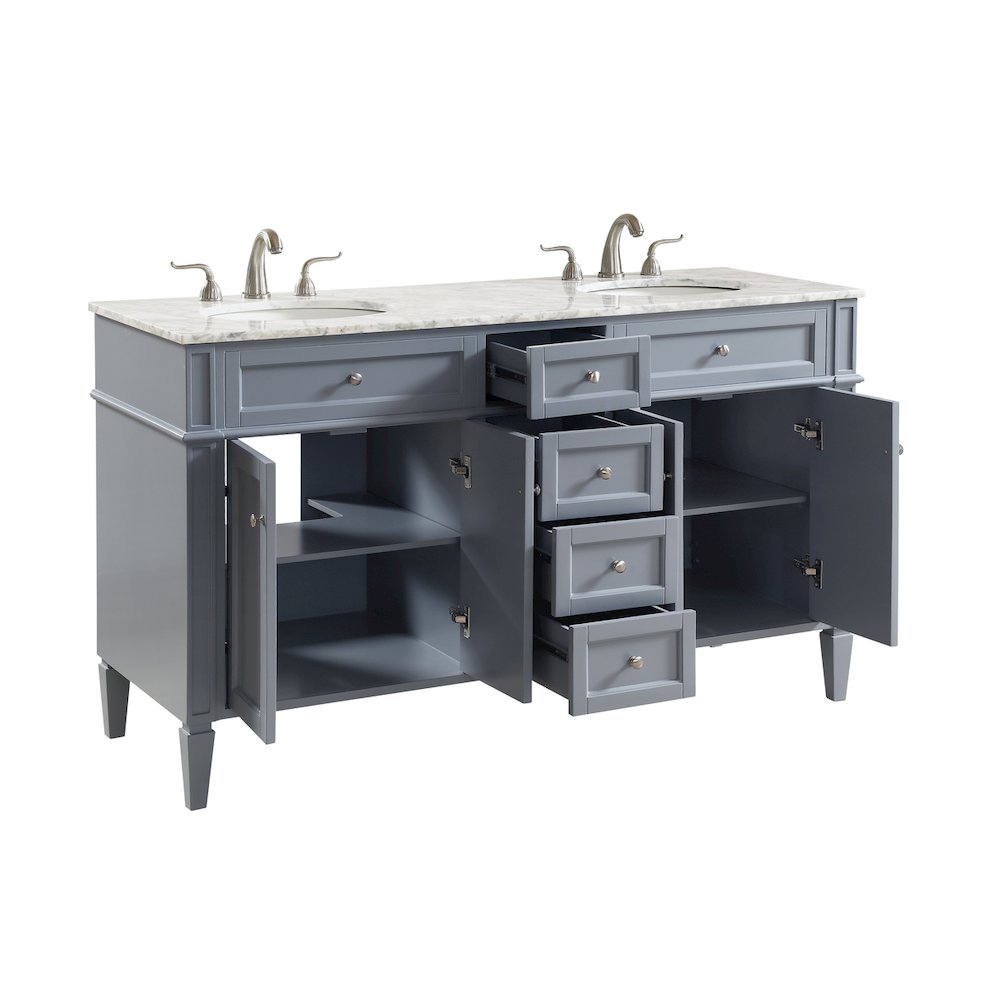 60 In. Double Bathroom Vanity Set In Grey
