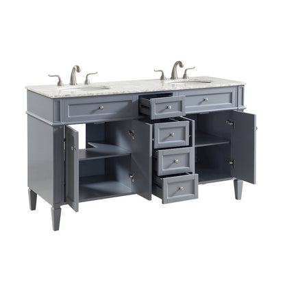 60 In. Double Bathroom Vanity Set In Grey