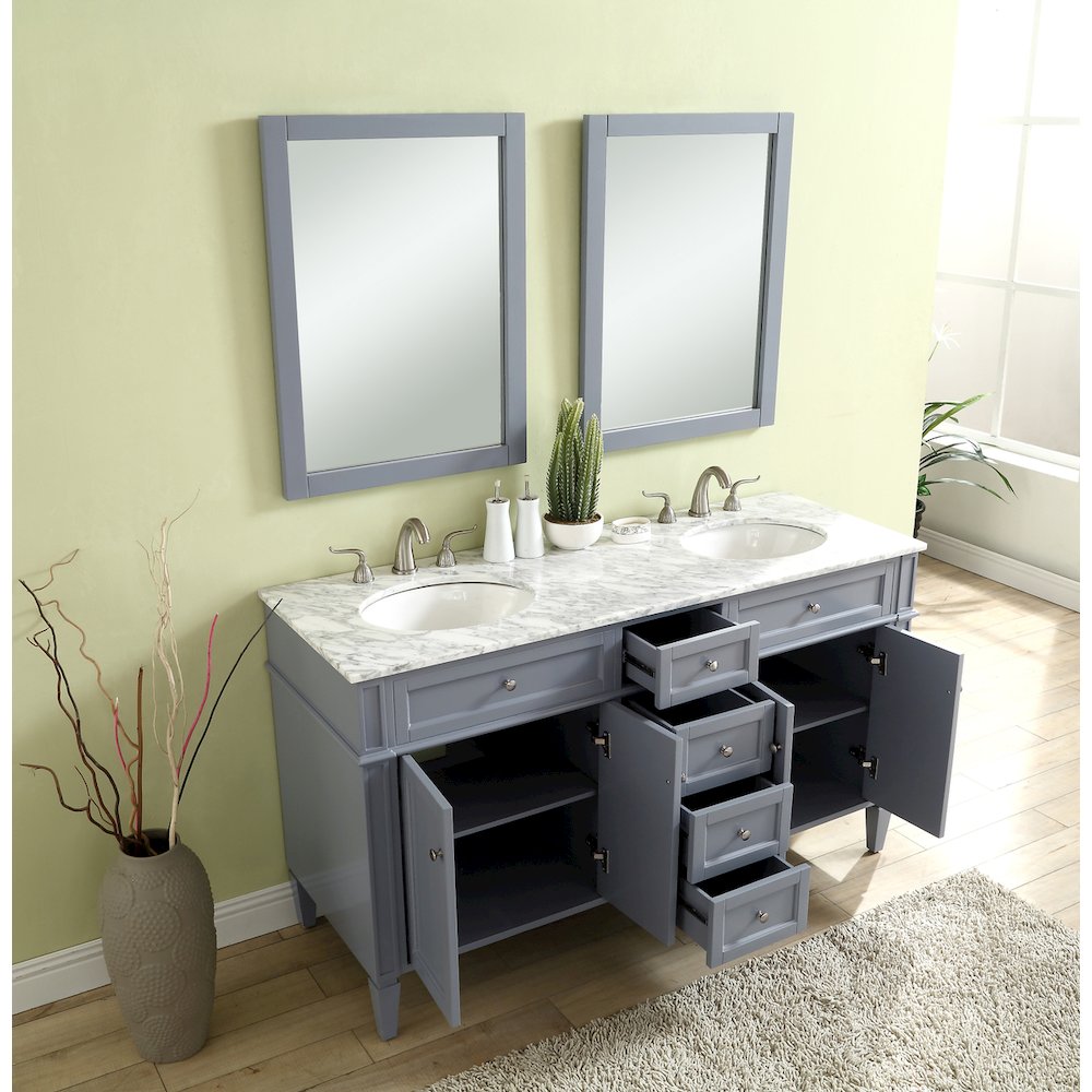 60 In. Double Bathroom Vanity Set In Grey
