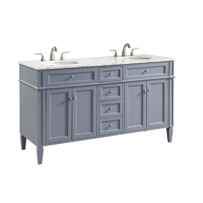 60 In. Double Bathroom Vanity Set In Grey