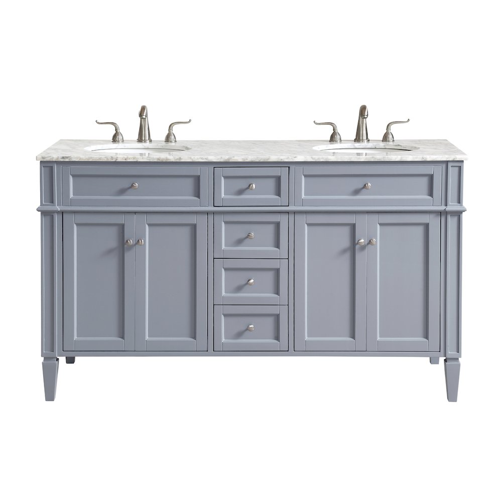 60 In. Double Bathroom Vanity Set In Grey
