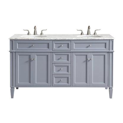 60 In. Double Bathroom Vanity Set In Grey