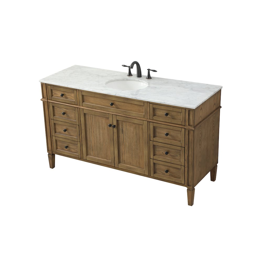 60 inch Single bathroom vanity in driftwood