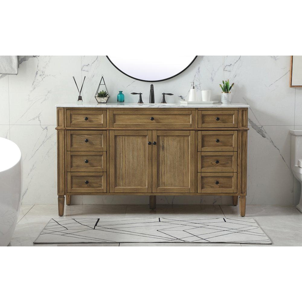 60 inch Single bathroom vanity in driftwood