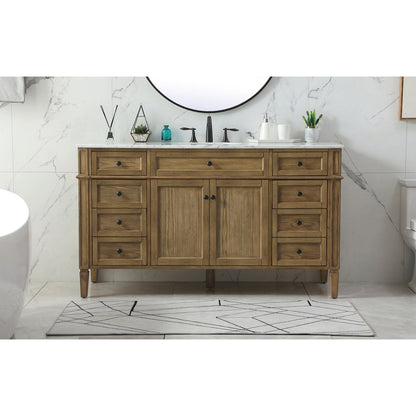60 inch Single bathroom vanity in driftwood