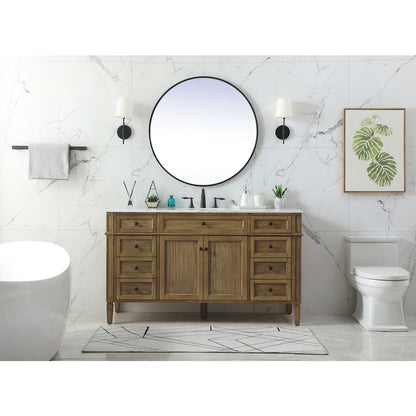 60 inch Single bathroom vanity in driftwood