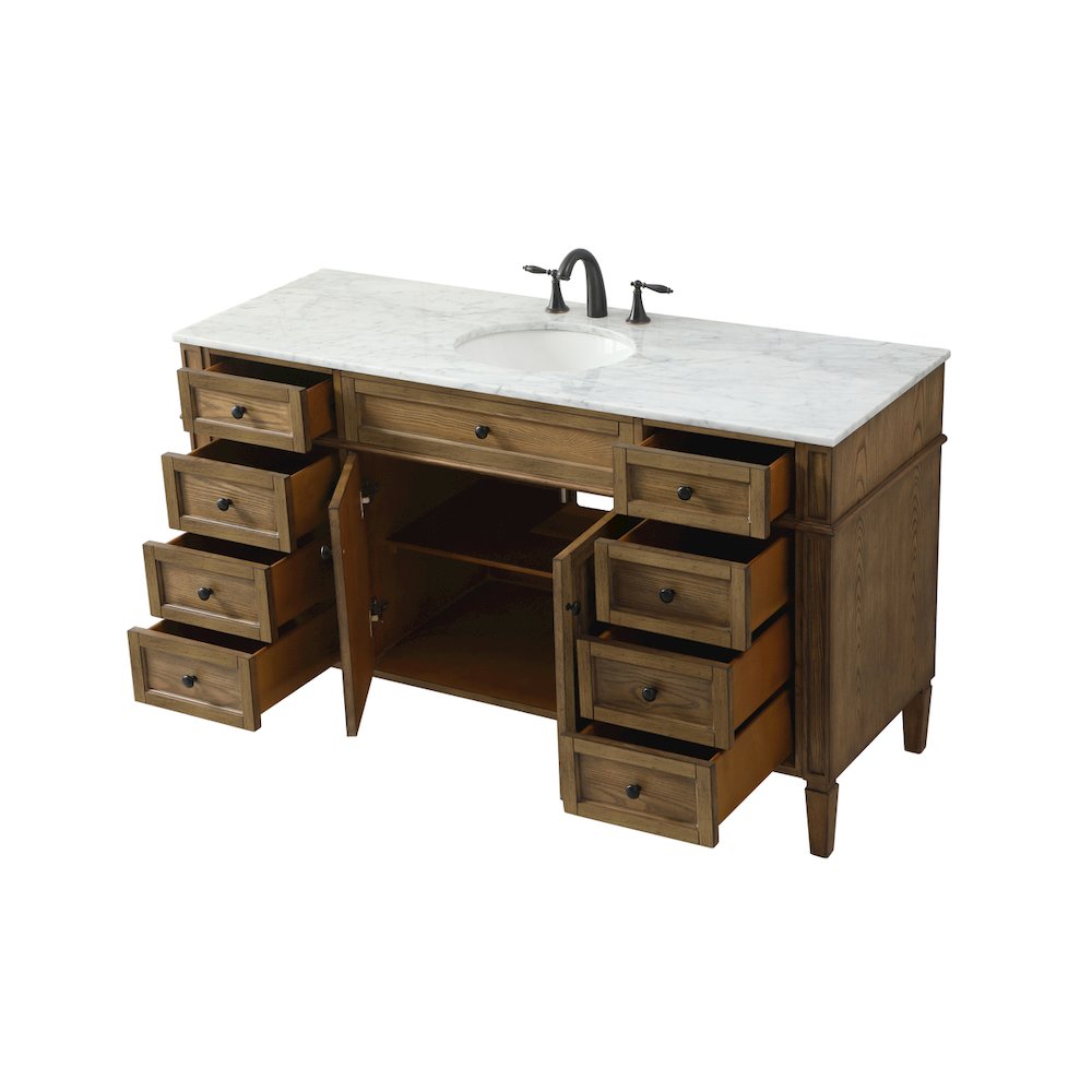 60 inch Single bathroom vanity in driftwood