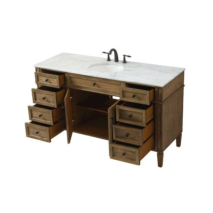 60 inch Single bathroom vanity in driftwood