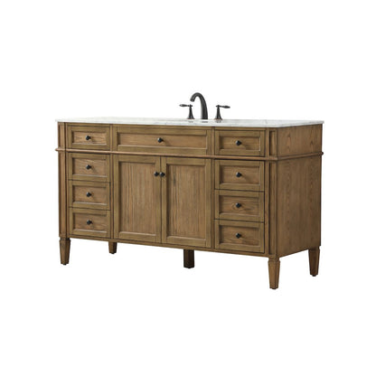 60 inch Single bathroom vanity in driftwood