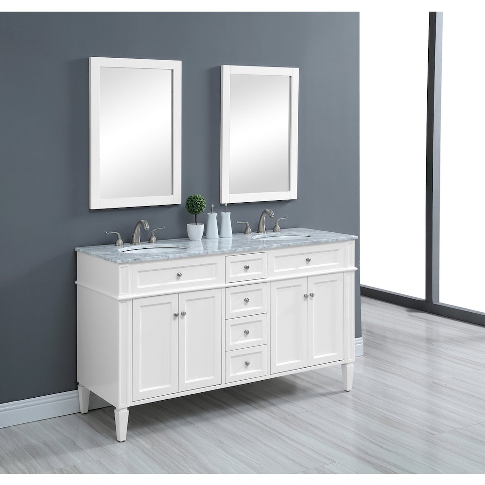 60 In. Double Bathroom Vanity Set In White