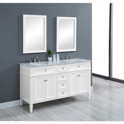60 In. Double Bathroom Vanity Set In White