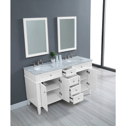 60 In. Double Bathroom Vanity Set In White