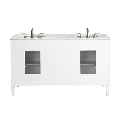 60 In. Double Bathroom Vanity Set In White