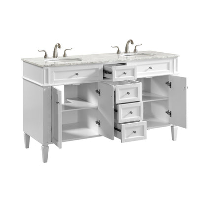 60 In. Double Bathroom Vanity Set In White