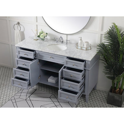 60 inch Single bathroom vanity in grey