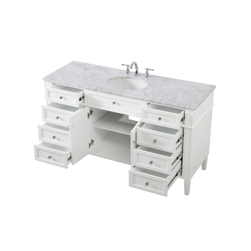 60 inch Single bathroom vanity in white