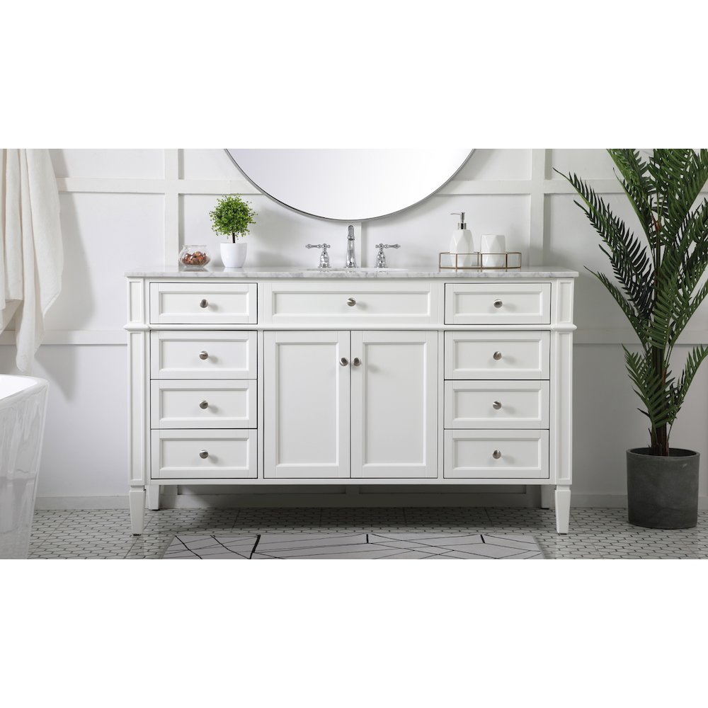 60 inch Single bathroom vanity in white