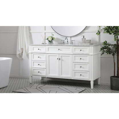 60 inch Single bathroom vanity in white