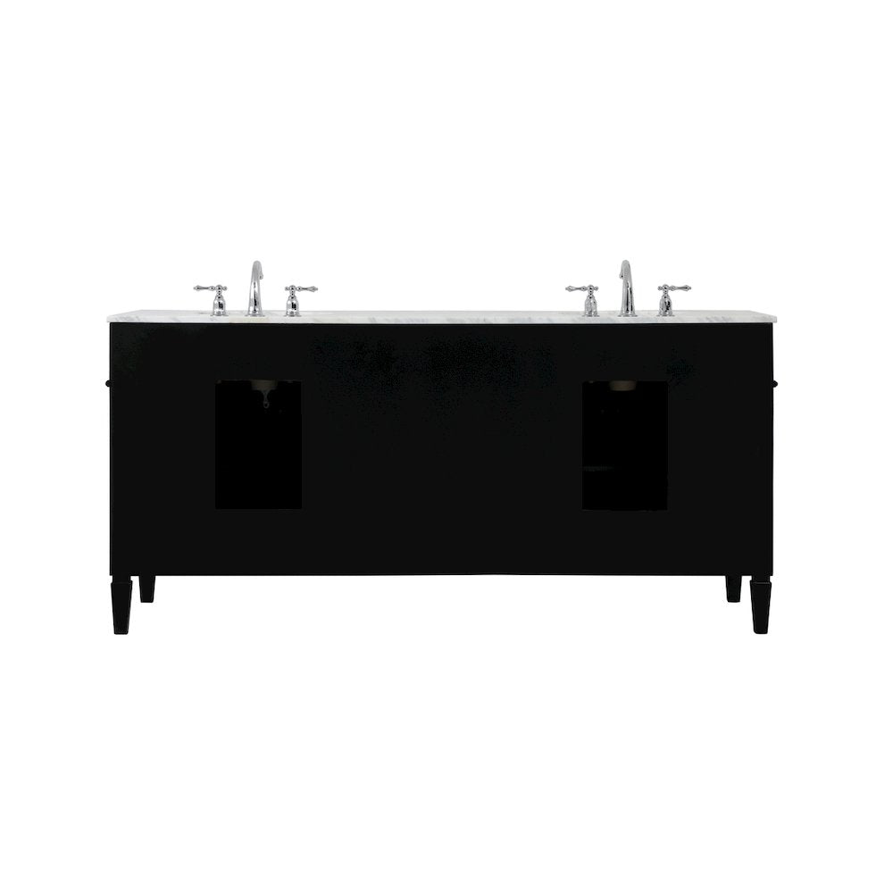 72 inch double bathroom vanity in black