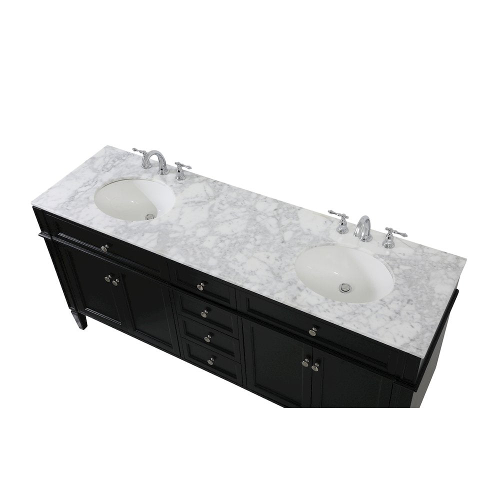 72 inch double bathroom vanity in black