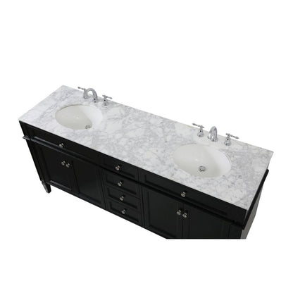 72 inch double bathroom vanity in black