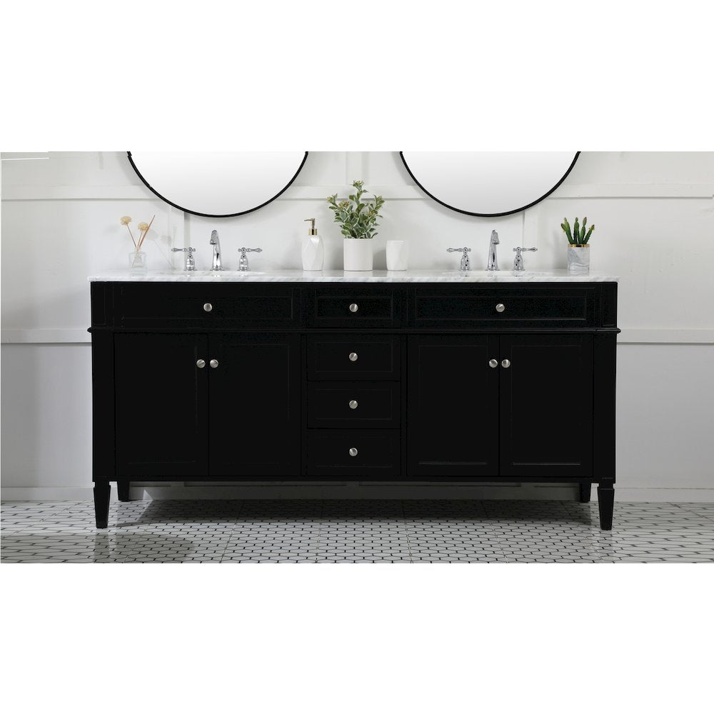 72 inch double bathroom vanity in black