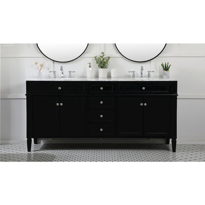 72 inch double bathroom vanity in black