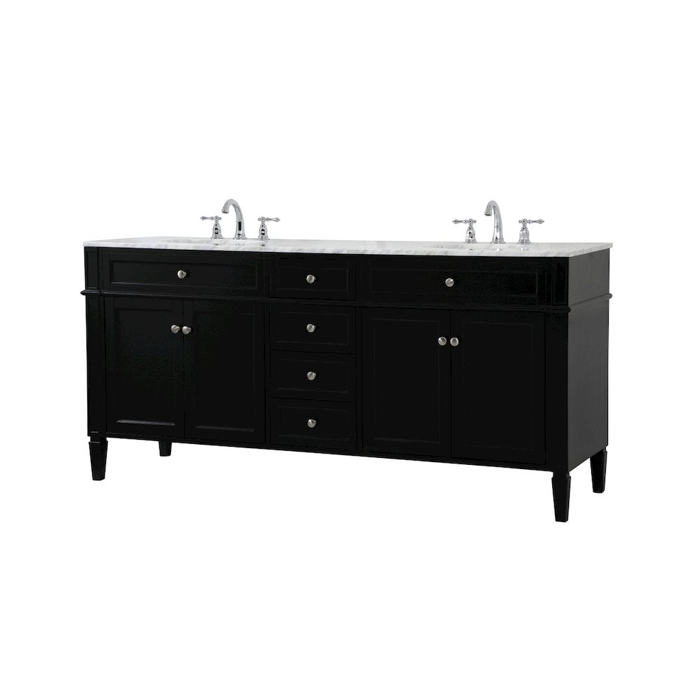 72 inch double bathroom vanity in black