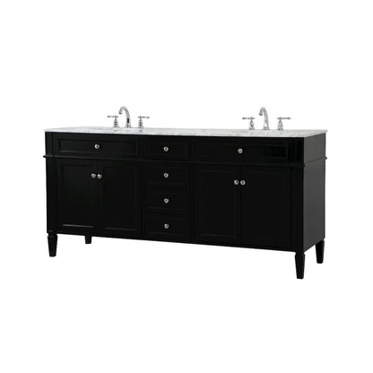 72 inch double bathroom vanity in black