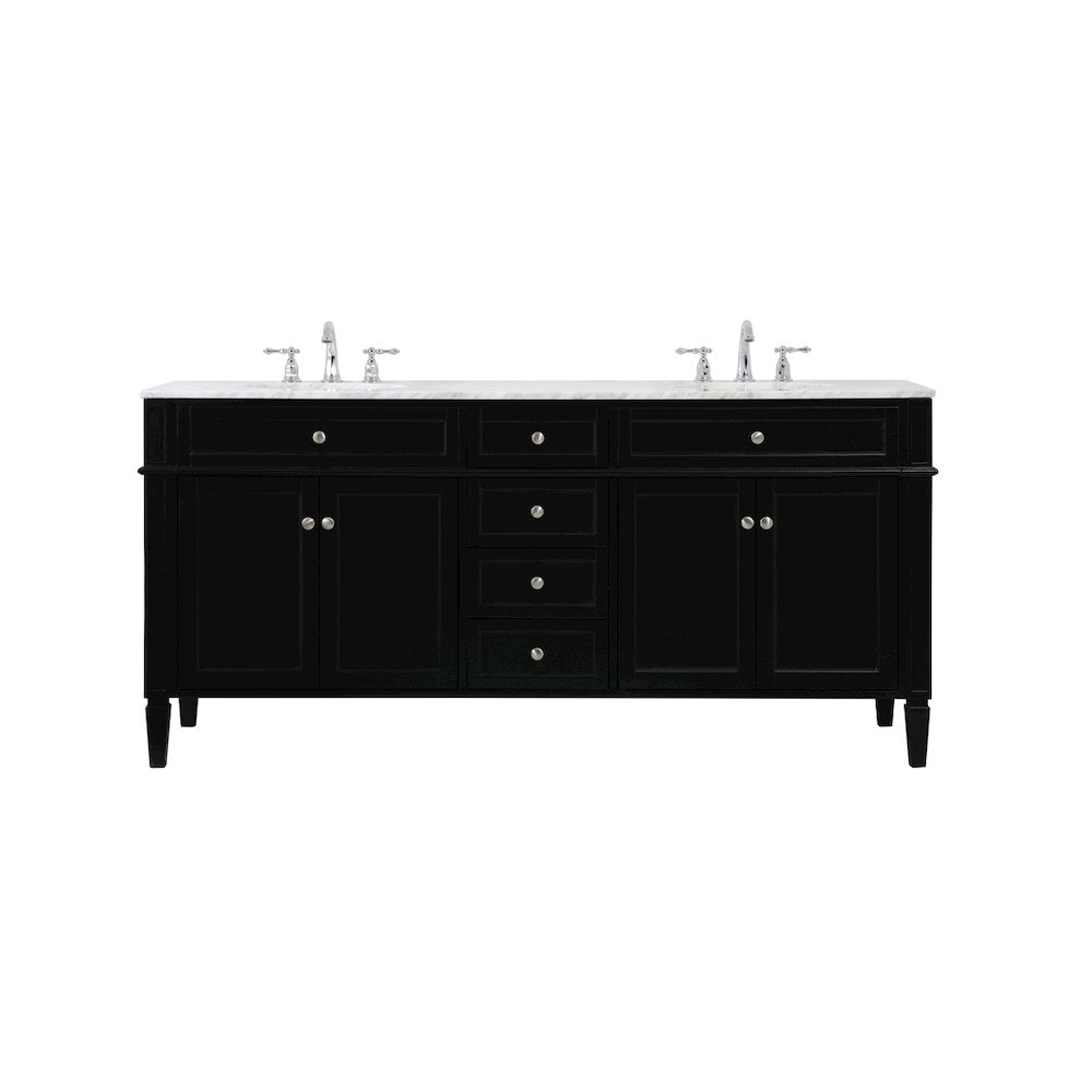 72 inch double bathroom vanity in black