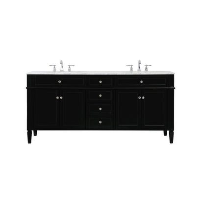 72 inch double bathroom vanity in black