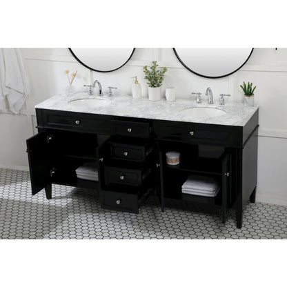 72 inch double bathroom vanity in black