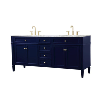 72 inch double bathroom vanity in blue
