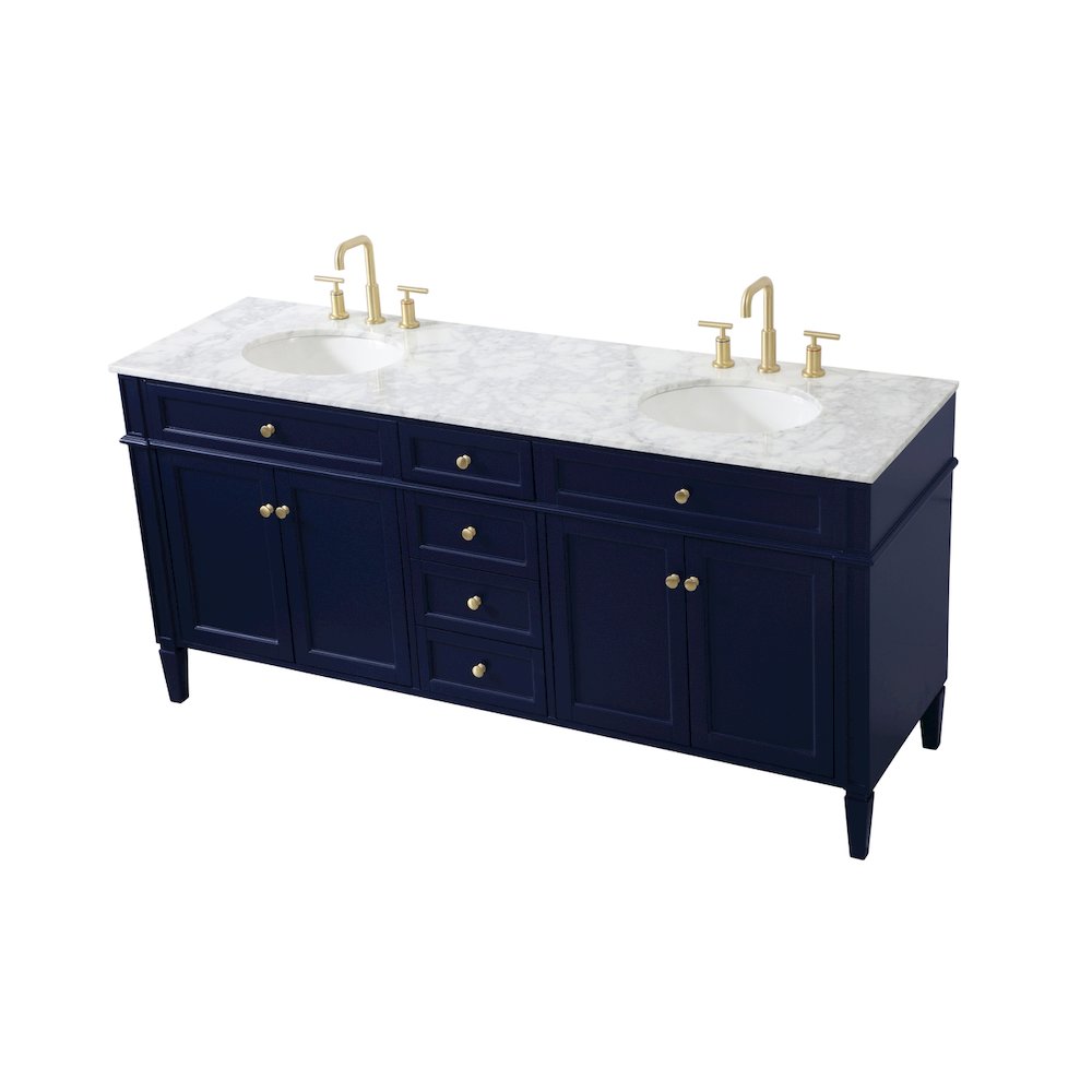 72 inch double bathroom vanity in blue