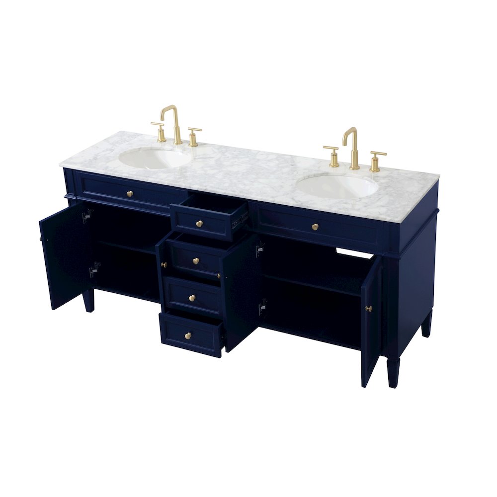72 inch double bathroom vanity in blue