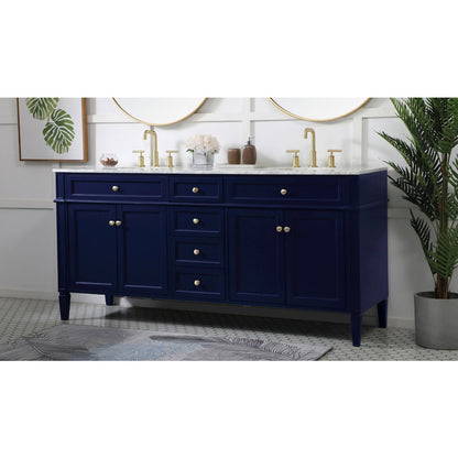 72 inch double bathroom vanity in blue