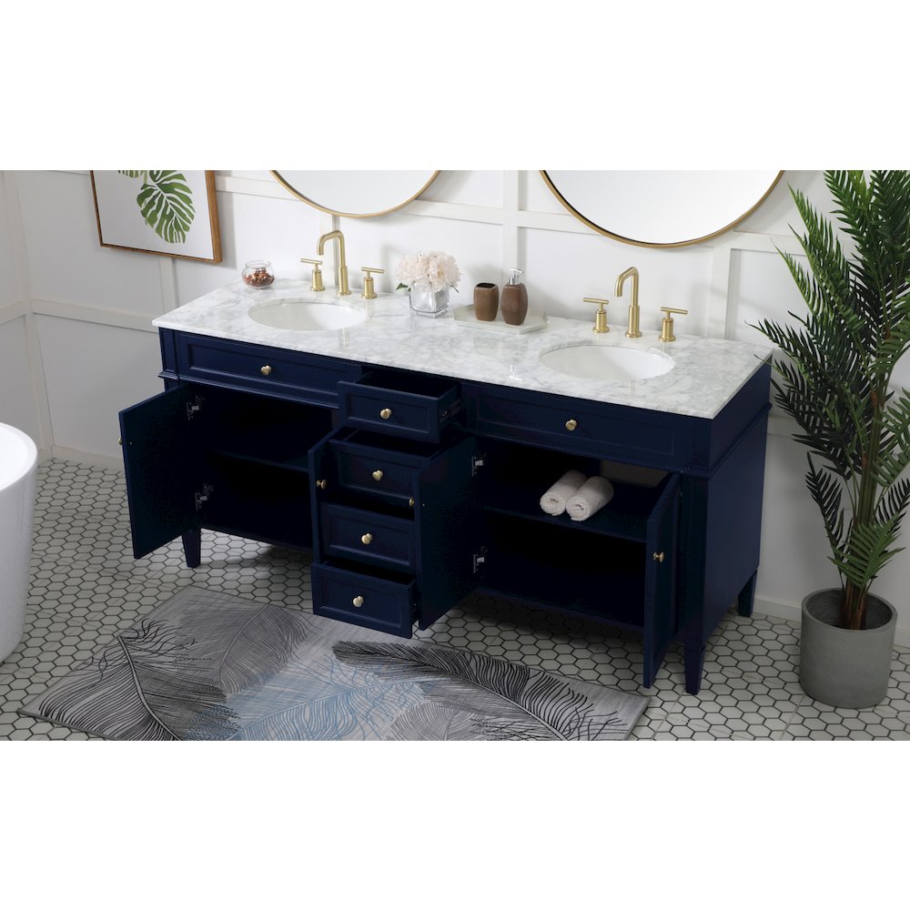 72 inch double bathroom vanity in blue