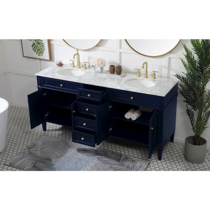 72 inch double bathroom vanity in blue