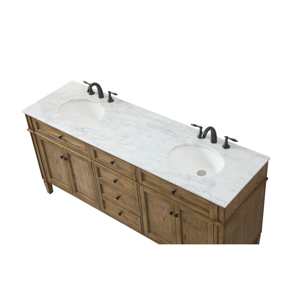 72 inch double bathroom vanity in driftwood
