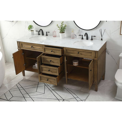 72 inch double bathroom vanity in driftwood