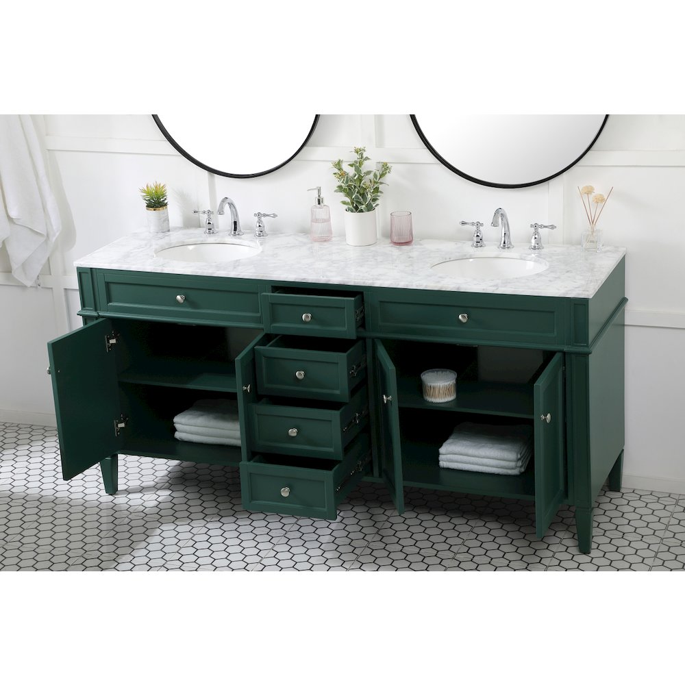 72 inch double bathroom vanity in green