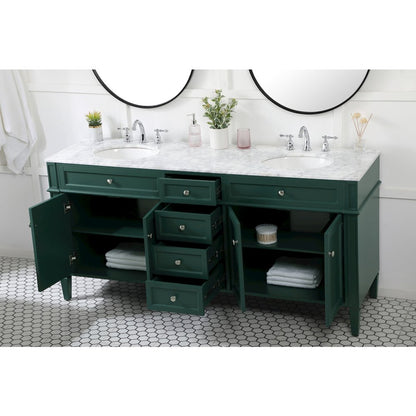 72 inch double bathroom vanity in green