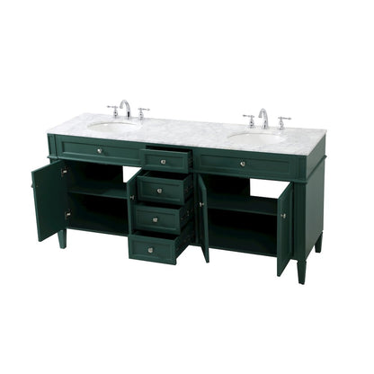 72 inch double bathroom vanity in green