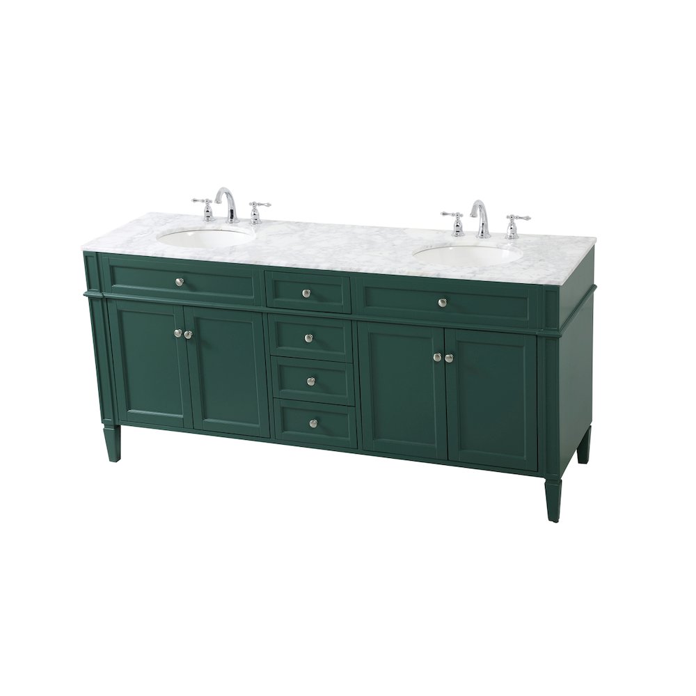 72 inch double bathroom vanity in green